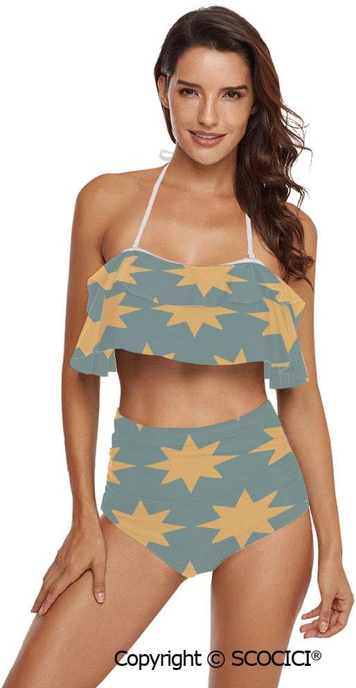 SCOCICI Bikini Swimsuit Warrior Samurai Drawing Angry Expression Historical Fig