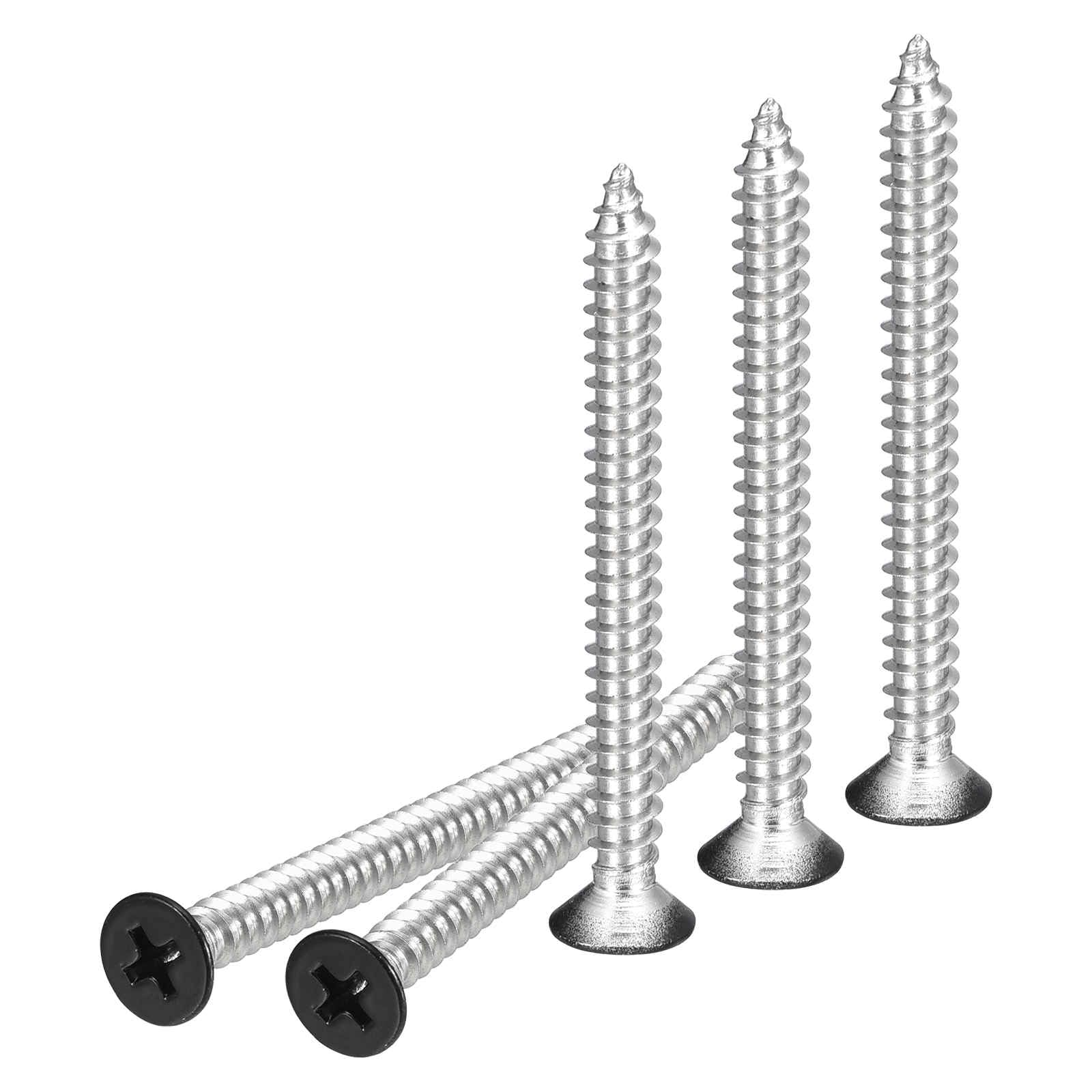 DTGN 100Pcs #10x2" Flat Head Wood Screws, 304 Stainless Steel Black Phillips Self Tapping Screws - Good for Woodworking, Furniture - Black — image 1