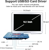 YOOHOO 16.9'' Portable DVD Player with 14.1'' Swivel Screen Blue view 6