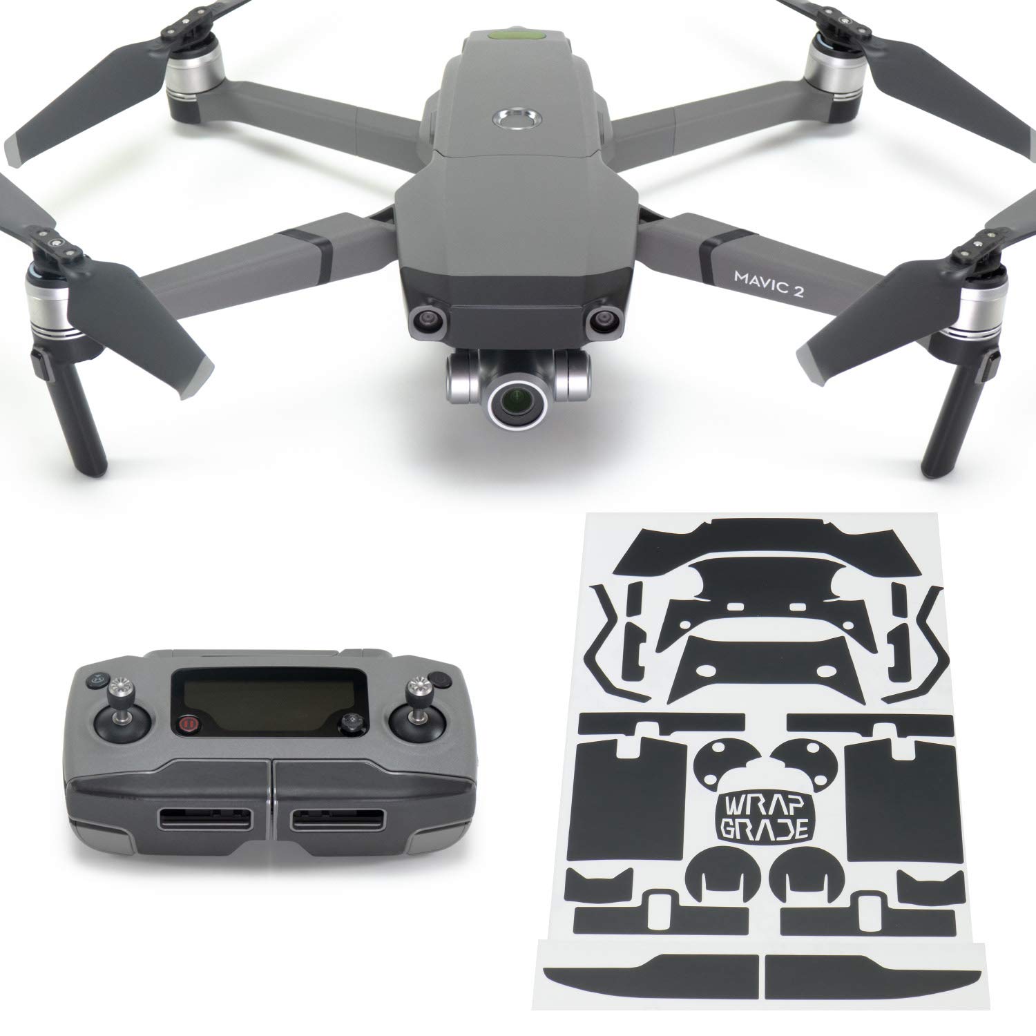 Wrapgrade Poly Skin Sticker compatible with DJI Mavic 2 | Accent Color (STEALTH BLACK)