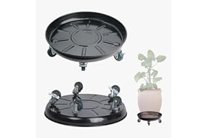 AyaLight 3 Pack Metal Plant Caddy With Wheels 14 Inch Black, Round Rolling Heavy Duty Plant Dolly, Heavy Plant Pot Mover Outdoors or Indoors, The Metal Wheel Can Rotate 360 Degrees or Lockable.
