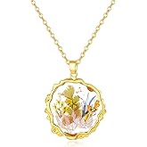 Hefestus Real Pressed Flower Necklace for Women, Handmade Boho Chic Dangle Design, Unique Floral Jewelry, Cute and Thoughtful Gift for Christmas, Valentine’s & Mother’s Day