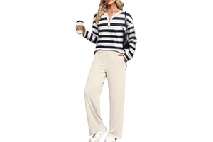 XIEERDUO Lounge Sets for Women 2 Piece V Neck Button Matching Sweatsuit Loungewear Fall Outfits Fashion Clothing Pajamas