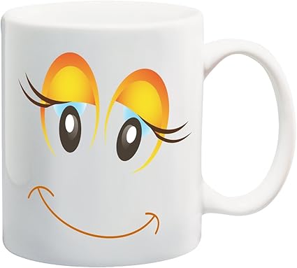 Amazon Love Your Morning Lashes絵文字顔文字11オンスセラミックコーヒーマグtea Cup By Moonlight印刷 Moonlight Printing グラス タンブラー