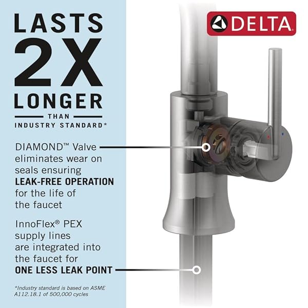 DELTA WOODHURST CHROME BATHROOM FAUCET 1 HOLE, SINGLE HOLE BATHROOM SINK FAUCET FOR VANITY, METAL PUSH-POP DRAIN ASSEMBLY, CHROME 532-MPU-DST