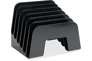 Incline Desk Sorter, 6 Compartment, 6.5 x 7.9 x 6.3 Inches, Black (SPR11875)
