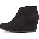 CITYCLASSIFIED “REX” ~ Women Lace Up Rounded Toe Low Wedge Ankle Bootie