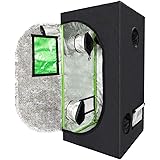 CoolGrows Grow Tent, 24"x24"x48" Mylar Hydroponic Grow Room with Observation Window and Removable Floor Tray for Indoor Garde