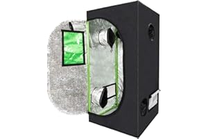 CoolGrows Grow Tent, 2x2 Feet Mylar Hydroponic Grow Tent with Obeservation Window and Floor Tray for Indoor Gardening Plant Growing (24"x 24"x 48")