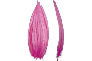 LWINGFLYER 50pcs Pink Long Rooster Tail Feathers 13-16 Inches for Hat Costume Decoration Crafts