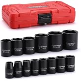 CASOMAN 14 Pieces 1/2-Inch Drive Shallow Impact Socket Set, Metric, 6-Point, 11mm to 32mm