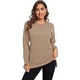 Smallshow Women's Nursing Tops Sweatshirt Long Sleeve Side Split Breastfeeding Shirt