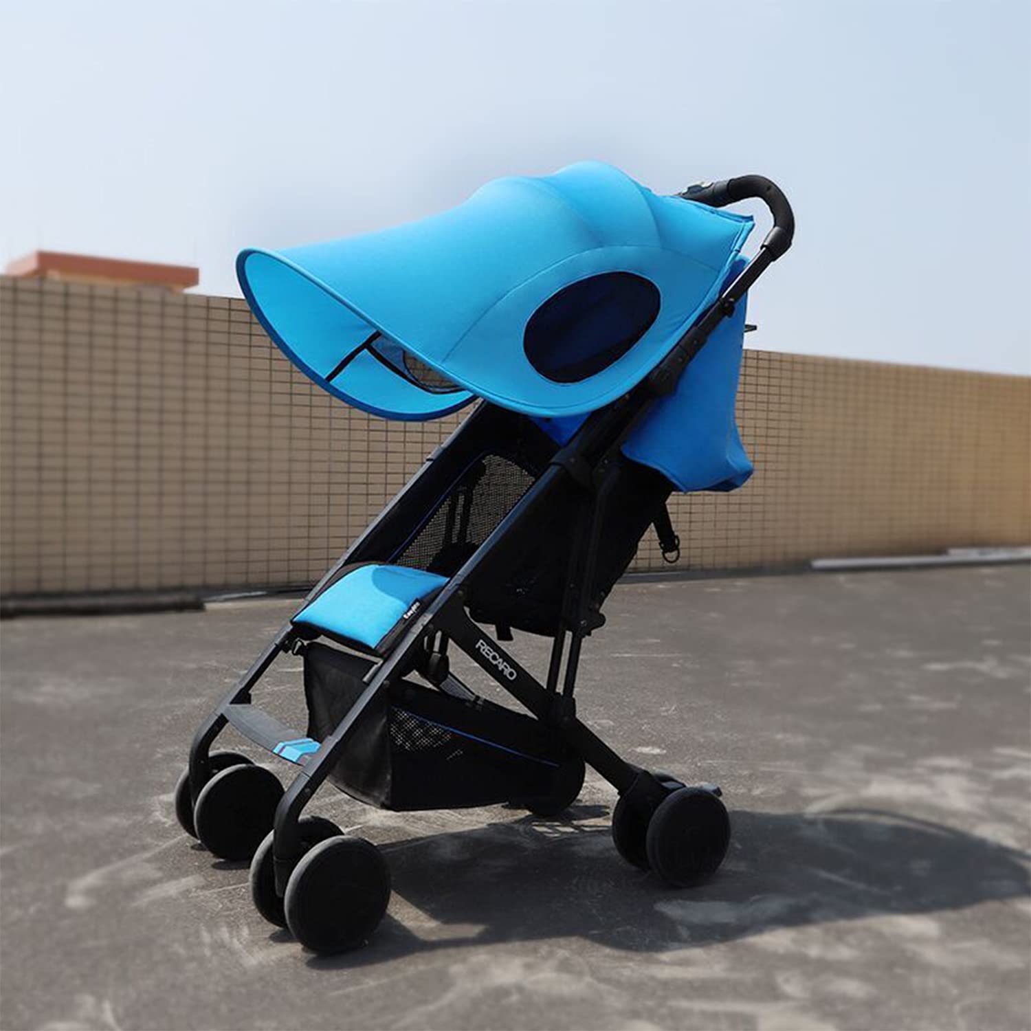 Pram Sun Shade Cover Universal Baby Stroller Awning UPF50+ Pram Buggy Canopy Waterproof Baby Carriage Shade Shield Foldable Adjustable Infant Pushchair Sun Visor Windproof Anti-UV Umbrella Canopy