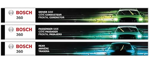 BOSCH B36020 360 Complete Vehicle Wiper Blade Replacement - Includes Front Beam Blades (Pair) + Rear Wiper Blade (1) - 28"/28"/16"