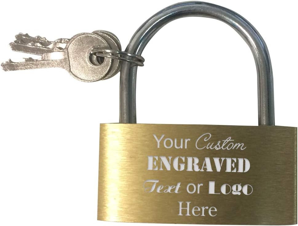 Custom Personalized Brass Keyed Large Pad Lock 3D Laser Engraved with