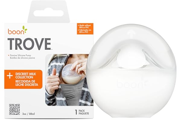 Boon TROVE Silicone Manual Breast Pump - Hands Free Breast Pump - Passive Breast Milk Collector Shell for Newborns - Breastfe