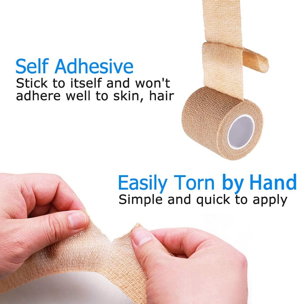 10 Pack Self Adherent Bandage Wrap, 2” x 5 Yards, Medical Tape, Self-Adherent Wrap, Athletic Elastic Cohesive Bandage, First Aid Tape, Sports Tape for Stretch Athletic, Ankle Sprains & Swelling: Health & Personal Care