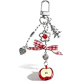 Angyape Y2K Christmas Keychain Christmas Bag Charms Purse Charms for Handbags Bow Apple Keychain Accessories Gifts for Women