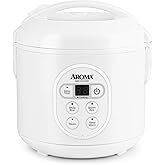 Aroma Housewares 8-Cup (Cooked) (4-Cup UNCOOKED) Digital Rice Cooker and Food Steamer (ARC-914D),White