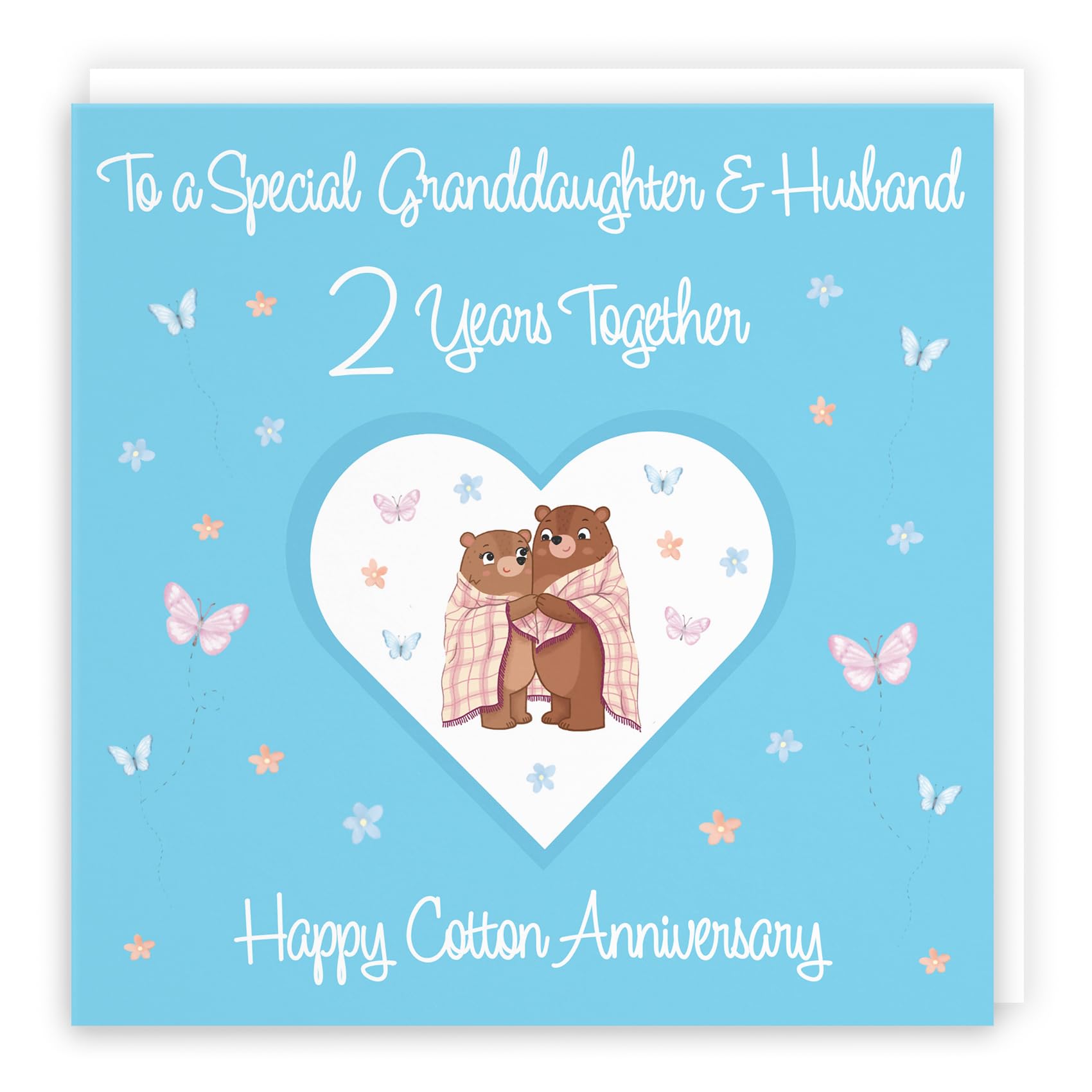 Hunts England - Granddaughter & Husband 2nd Anniversary Card - 2 Years - Cotton Anniversary - Romantic Meadows - Fun Card - Second Anniversary Card For Granddaughter And Husband — image 1