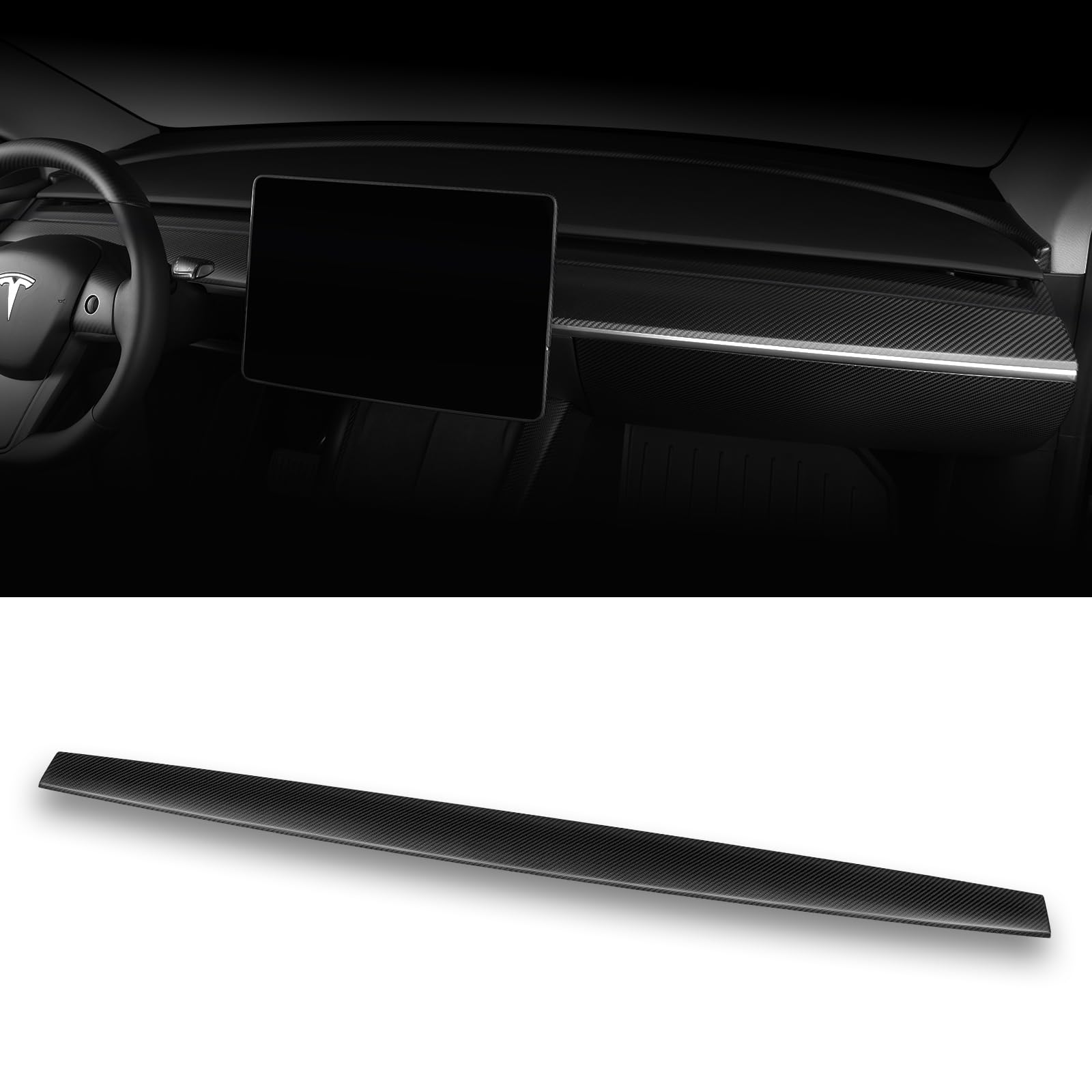 Photo 1 of Dashcover Trim Real Carbon Fiber for 2021-2023.5 Tesla Model 3&Y Dashboard Wrap 3K Toray Dry Carbon Fiber Interior Decoration Compatible with Tesla Model 3&Y (Matte)