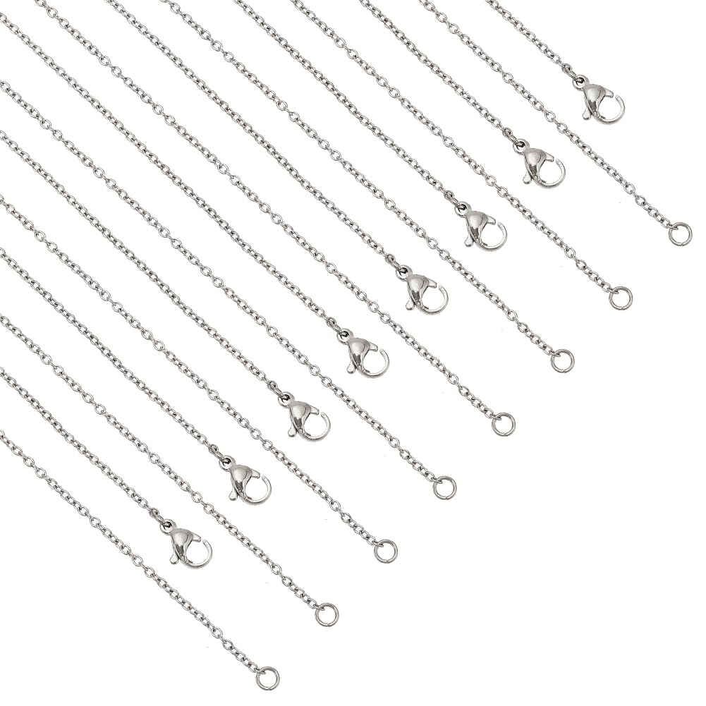 NBEADS 20 Pcs 304 Stainless Steel Cable Chain Necklaces, 45cm Jewelry Making Chains Snake Chains with Lobster Claw Clasps for Pendants Necklace Jewellery Making