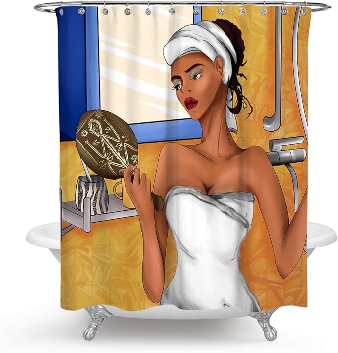 QCWN African American Black Woman Shower Curtain, Sexy