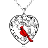Fenthring Red Cardinal Necklace for Women Sterling Silver Heart Tree of Life When Cardinal Appear Angels Are Near Necklace Pendant Memorial Bird Jewelry Gifts