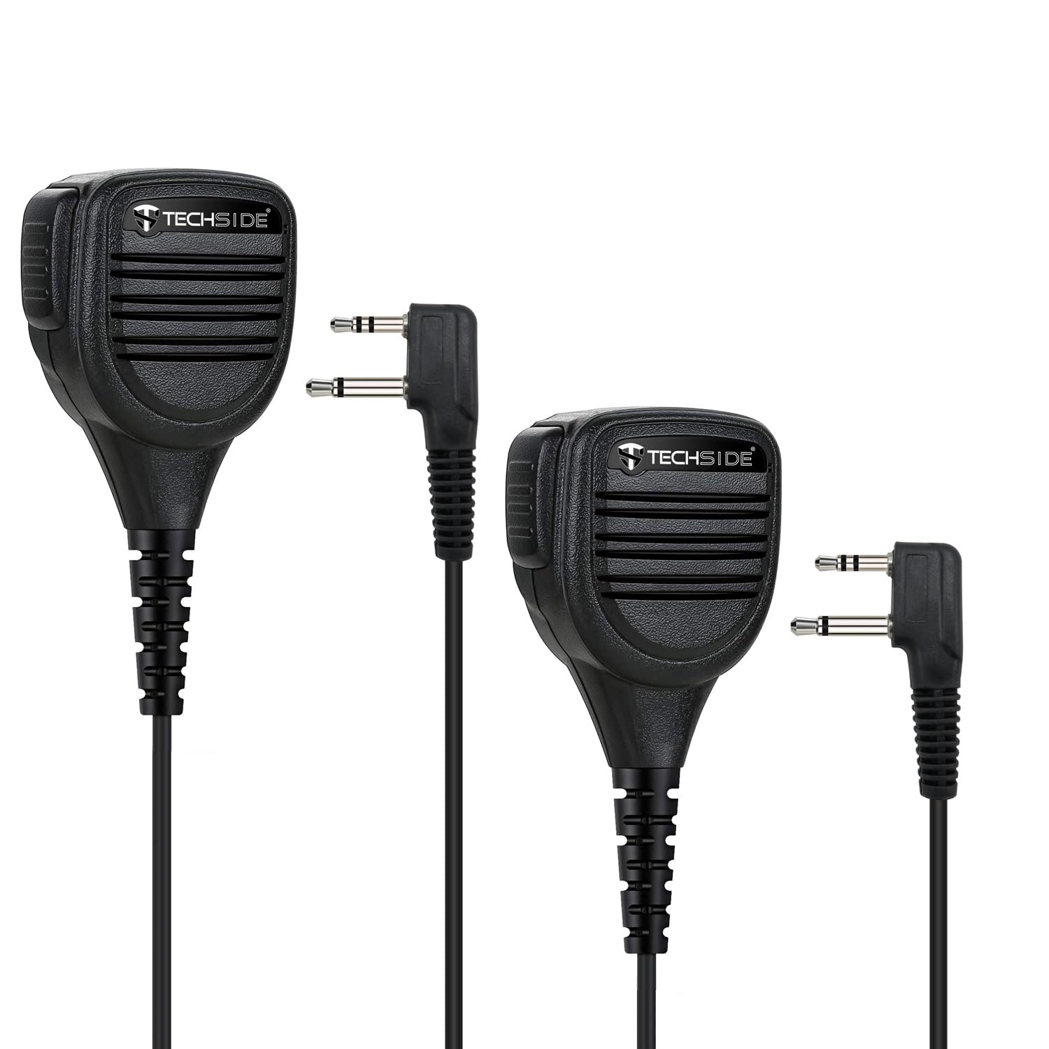 TechSide Waterproof Shoulder Microphone 2 Pin Midland + 3.5mm Jack + Swivel Clip for Two-Way Radios | Compatible with G7 pro G9 pro XT70 XT60 XT50 XT40 XT30 MA26-XL C515.05 (2 pcs)