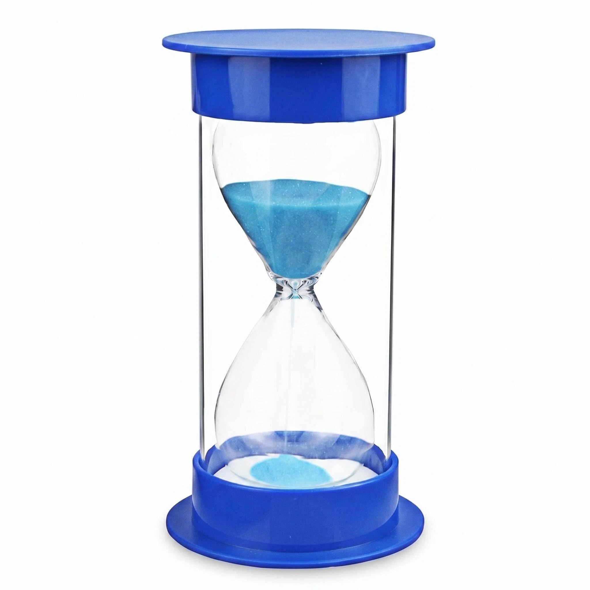 JIEHET Sand Timer 5 Minutes, Dual Protection Hour Glass with Sand, Hourglass Sand Timer for Kids Safety, Sand Clock Watch Management Assistant, Creative Gift, Living Room Office Decorative (Blue Sand)