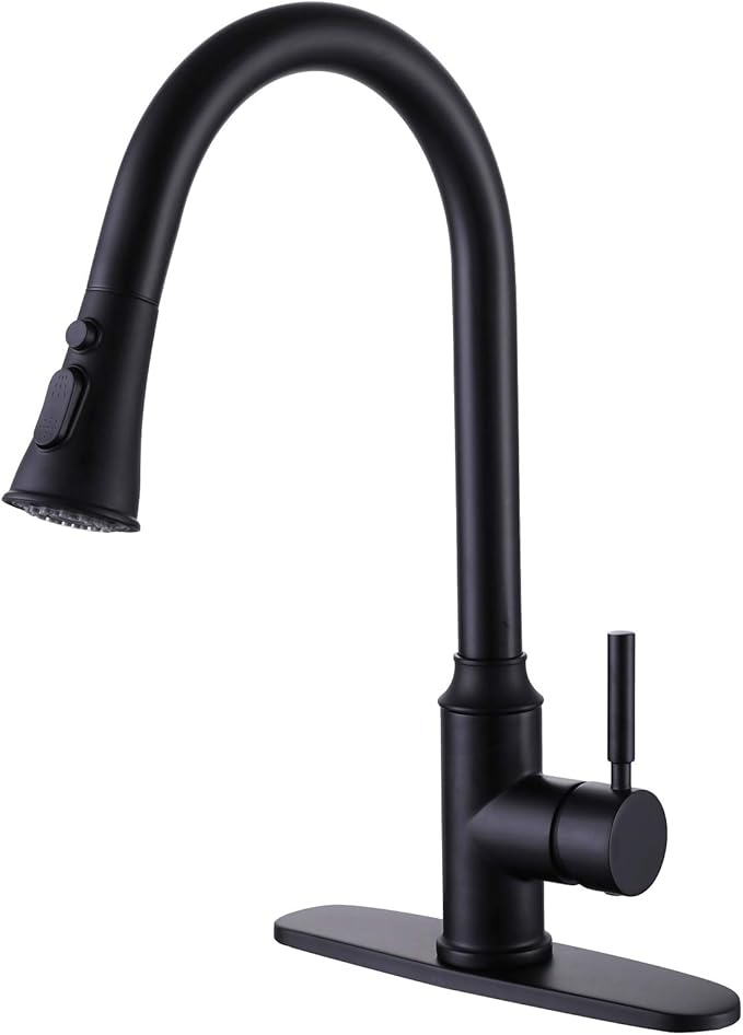 Ceavmlsr Matte Black Kitchen Faucets with Pull Down Sprayer, Single