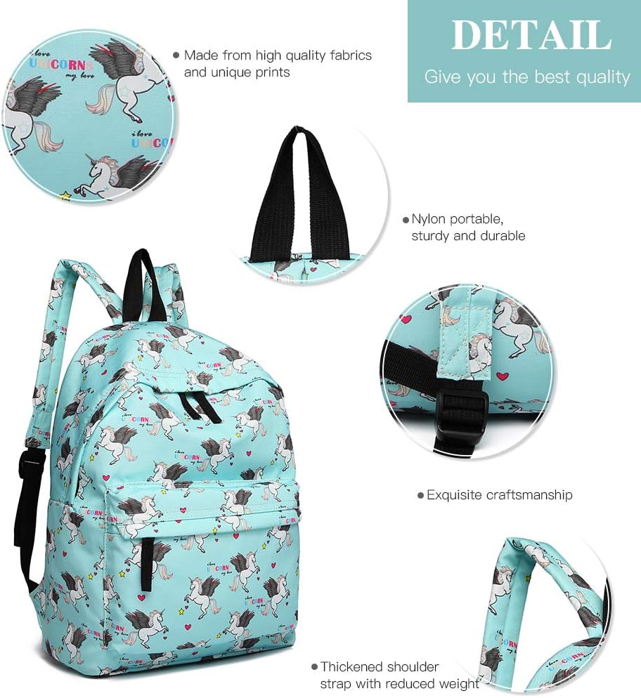 Kono Children's Backpacks Unicorn School Bag Canvas Rucksack for Girls and Boys Fashion Printed Bookbag for Students Teenagers Casual Daypack (Blue) - Image 5