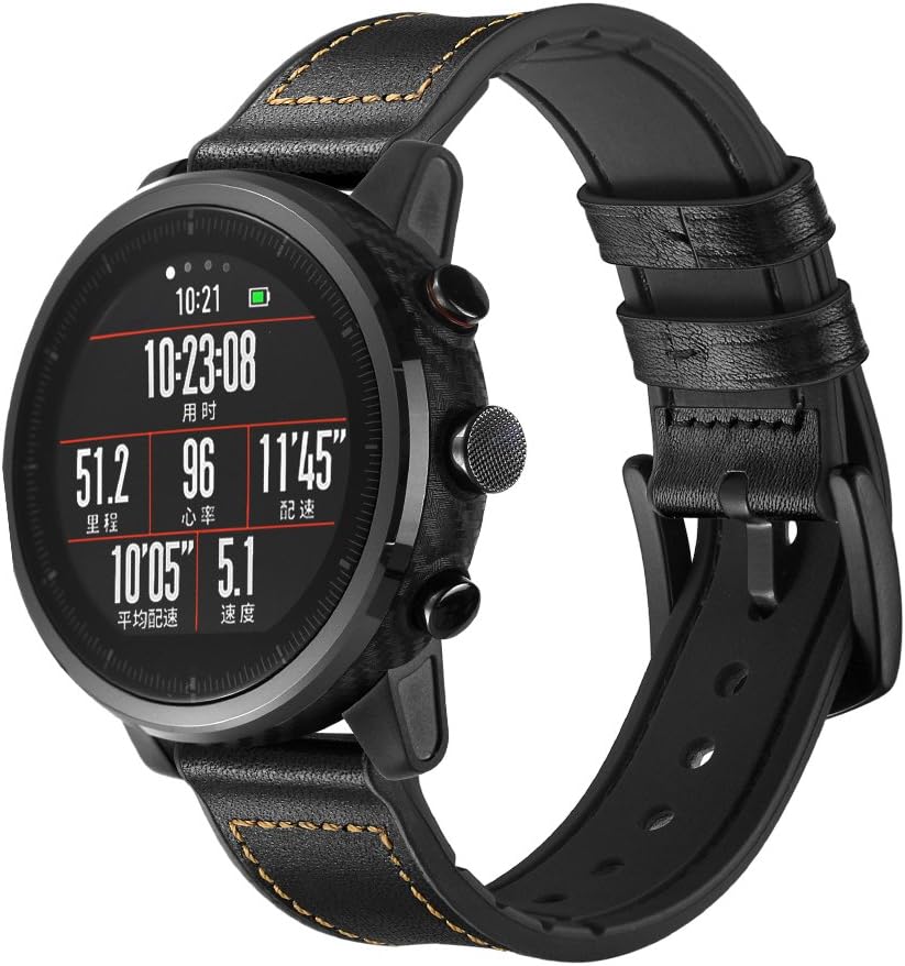 AISPORTS Compatible with Samsung Galaxy Watch 3 45mm Strap for Women Men 22mm Soft Breathable Leather Silicone Hybrid Sport Wristband Bracelet Replacement Strap for Samsung Galaxy Watch 46mm/Gear S3 - Image 3