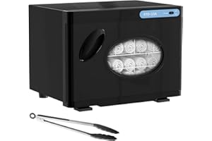 TOVRON 23L Hot Towel Warmer Cabinet with See Through Window.Professional Towel Heater for SPA Facials Massage Salon with 2 Stainless Steel Racks,Black