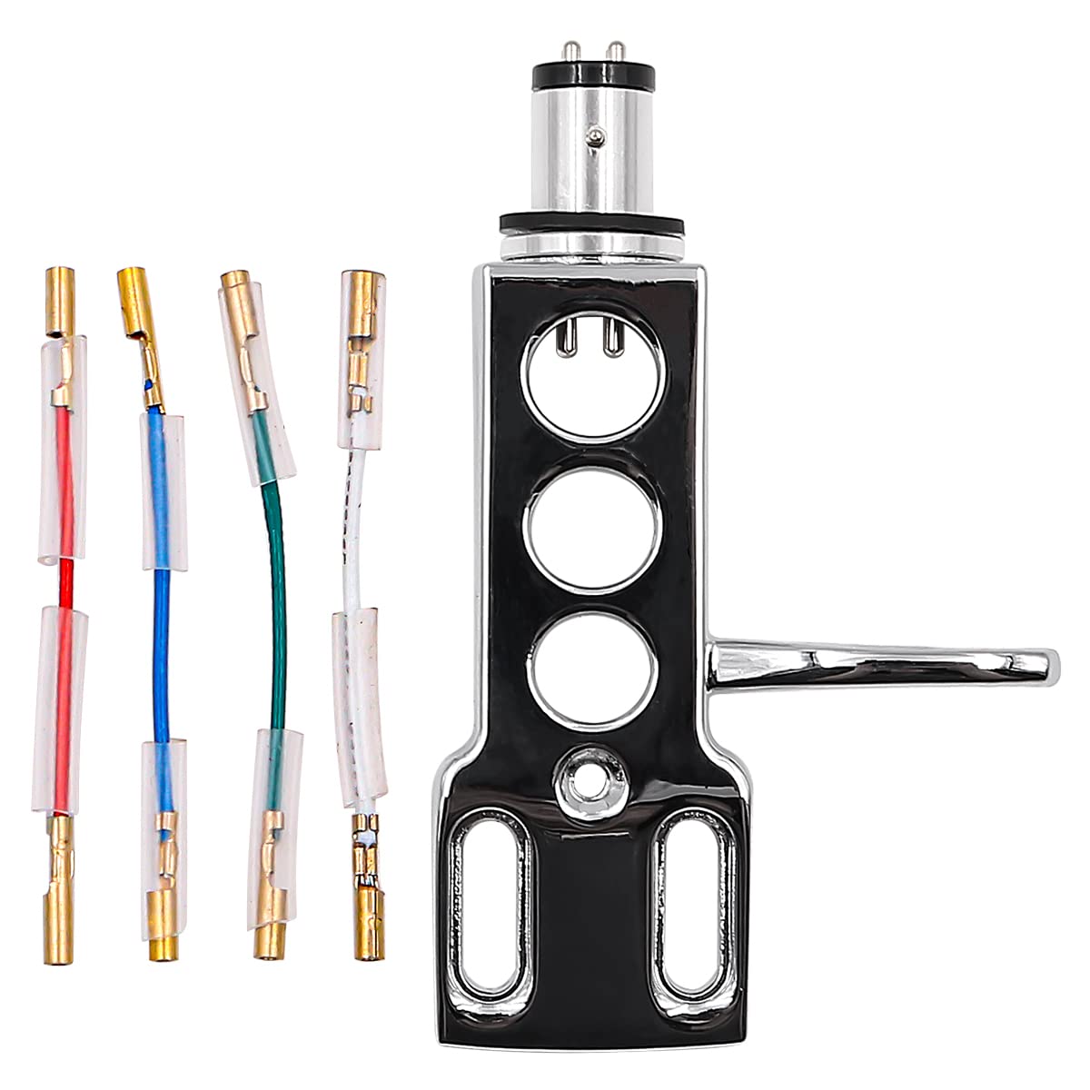 Alnicov Phono Headshell with Lead Wires Aluminum Universal LP Turntable Phono Headshell Mount Replacement