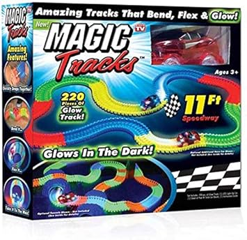 SAK Car Magic Tracks Bend Flex Night Glow Running Car Toy for Kids Gifting - 11 Feet
