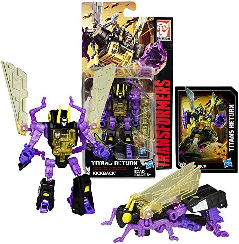 Transformers Year 2016 Generations Titans Return Series Legends Class 4 Inch Tall Figure - KICKBACK with Collector Card (Beast: Grasshopper)