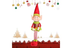 Christmas Elf Stuff Ornaments, 25" Christmas Elves for Boys Girls, Sitting Xmas Elf Figurine Decor for Holiday Shelf Tabletop