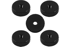 Hitefu 5PCS M3 Flat Knurled Nut, Aluminum Alloy 12mm x 4mm Knurled Thumb Nut, Thumb Thin Nut, Black