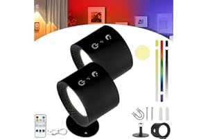 Puyode Smart+ Halo Lux, Glowright Indoor Everywhere Light 2.0, 3 Color Temperatures & Dimmable Magnetic 360 Rotation Cordless, 7 Colors Adjustable Light (2Pcs, Black)