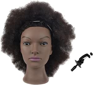 Tete De Mannequin Afro 100 Cheveux Humains Tete D Entrainement Pour Coiffeur Tete De Mannequin Pour Cosmetologie Avec Pince De Fixation Pour Table Amazon Ca Beaute