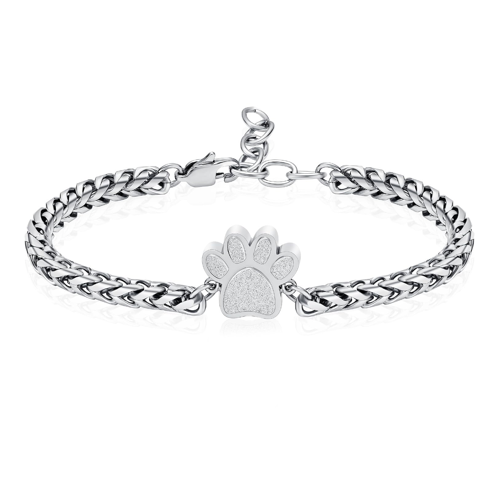 VCCWYQK Paw Print Urn Bracelet for Ashes for Dog/Cat Cremation Jewelry for Ashes Cute Animals Adjustable Memorial Keepsake Bracelets Jewelry Gifts for Women (B)