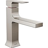 Delta Velum Brushed Nickel Bathroom Faucet 1 Hole, Single Hole Bathroom Sink Faucet for Vanity, Metal Push-Pop Drain Assembly, Stainless 537-SSMPU-DST