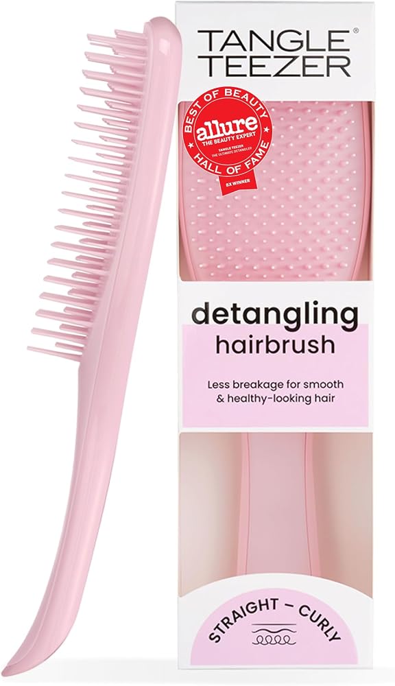 Tangle Teezer Ultimate Detangler Brush, Straight to Wavy, Millennial Pink | Patented two-tier, regular-flex teeth reduce brea