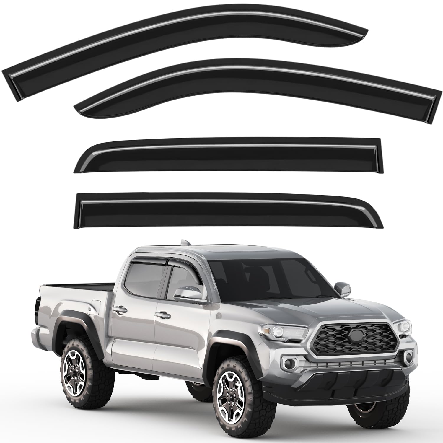 Photo 1 of ***SIMILAR IMAGE AND UNKNOWN SIZE/MODEL*** Breejoy Tape-on Rain Guards Fit for Toyota Tacoma 2016-2023 Double Cab Window Rain Guards Visors Vent Visors Window Deflector Vent Shades Car Accessories -4 pcs