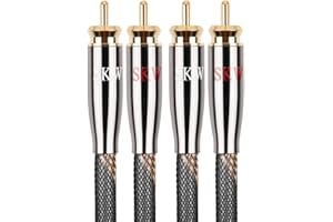 SKW Audiophiles RCA Cable 2RCA Male to 2RCA Male HiFi System Interconnect Cable with Diameter 7mm(3.2ft/1M,Black,Nylon)