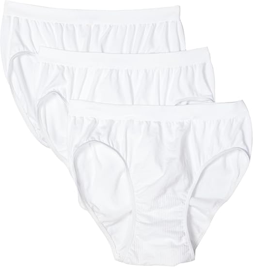 Bali Women's Bali Microfiber Seamless Hipster Panties 3Pack, White, 10