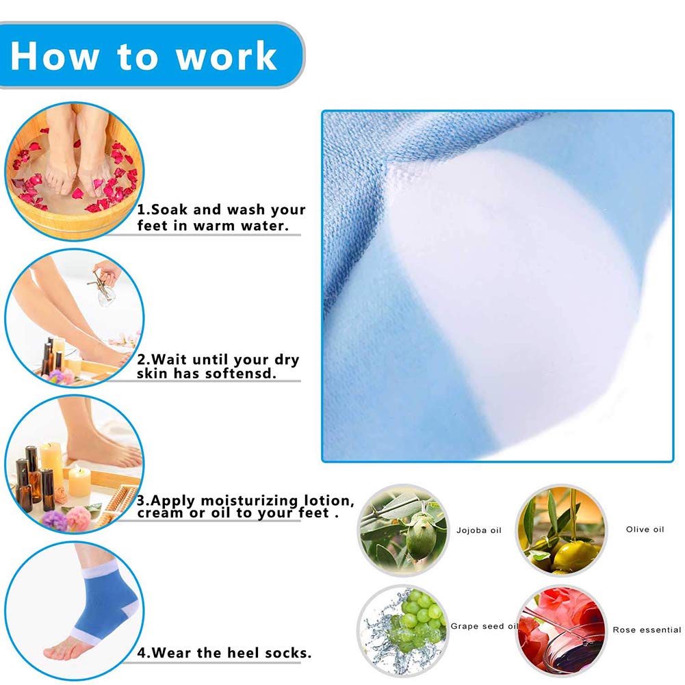 Heel Moisturizing Socks - Codreamauto Moisturizing Gel Heel Sleeves Toeless Spa Gel Socks, Humectant Moisturizer Heel Balm Foot Treatment Care Heel Softener : Beauty