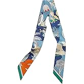COtheSumay 100% Mulberry Silk Scarf for Handbags,Bags, and Purses,1Pcs 2"x35" Hair Ribbon Skinny Neck Scarves for Women