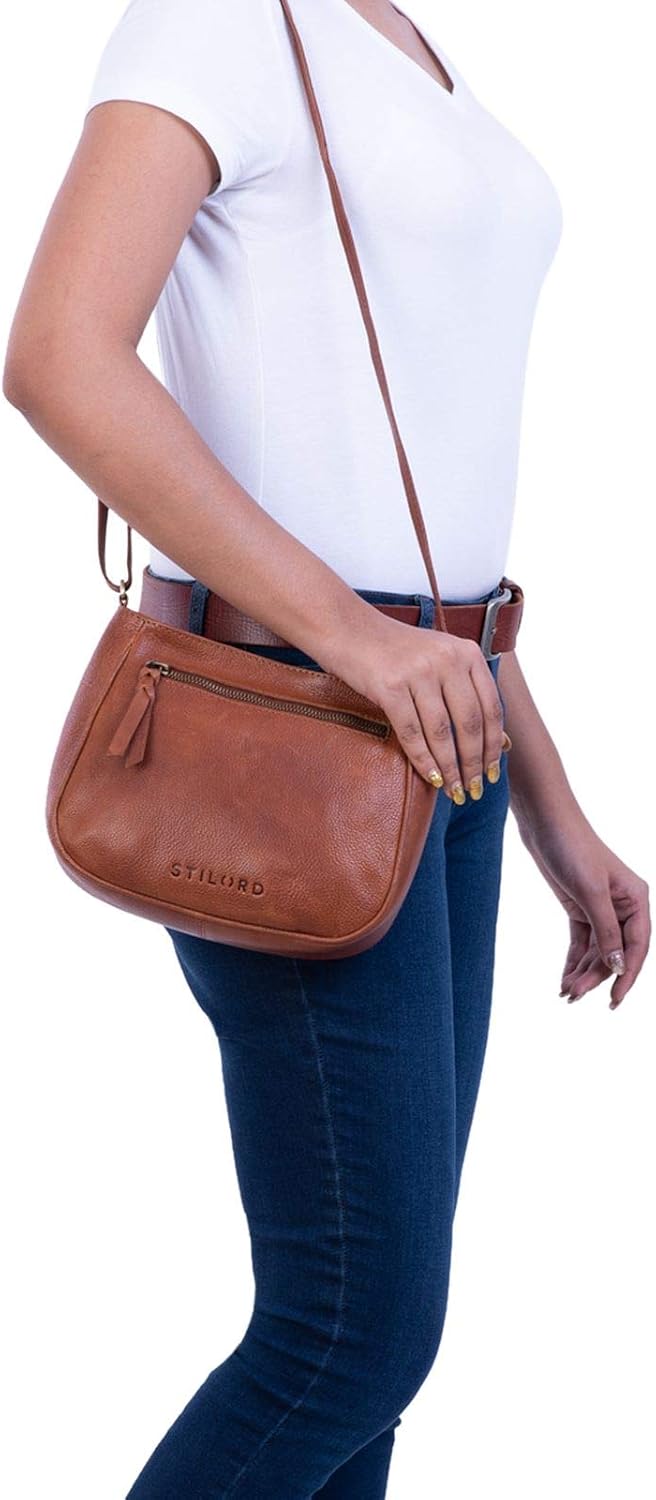 STILORD "Samira" Handbag Women Leather Small Vintage Ladies Tote Bag Satchel Crossbody Saddle Bag Bag in Genuine Leather Colour:Texas - Image 3